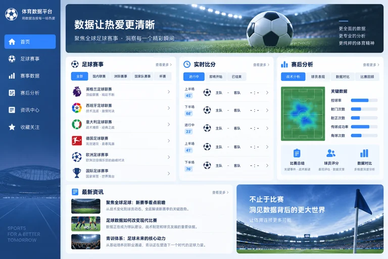 kaiyun赛事中心的足球数据与赛后分析页面示意图