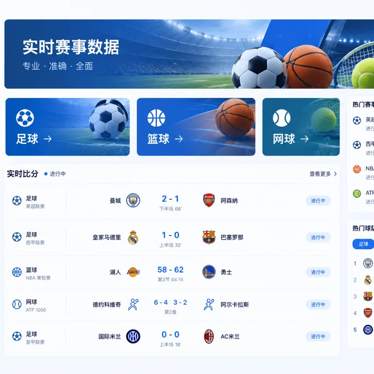 中文赛事中心多项目数据展示界面示意图