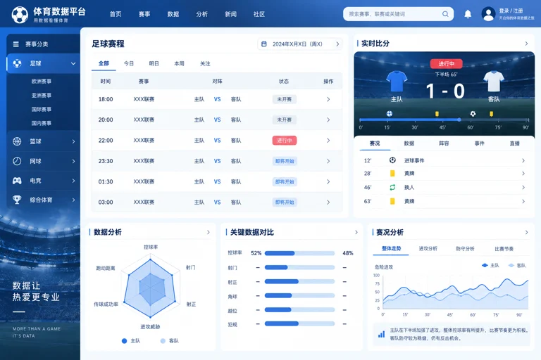 开云赛事中心展示足球赛事信息